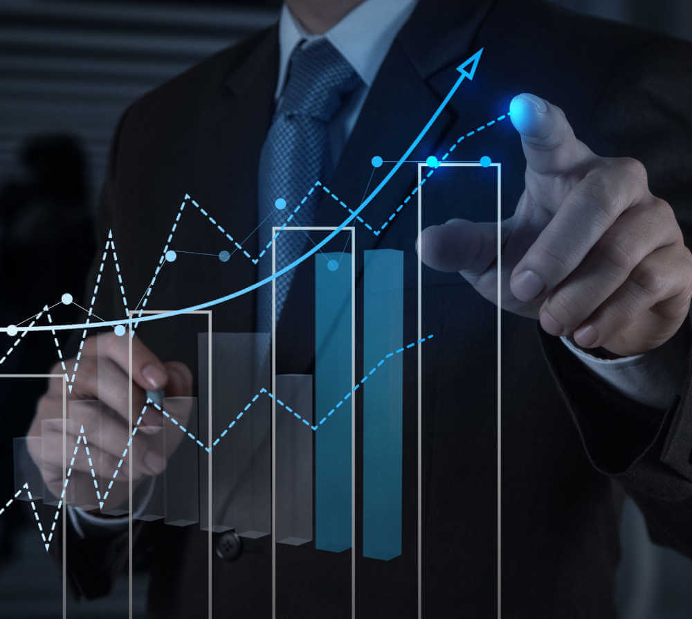 Business Man with Chart in front of him